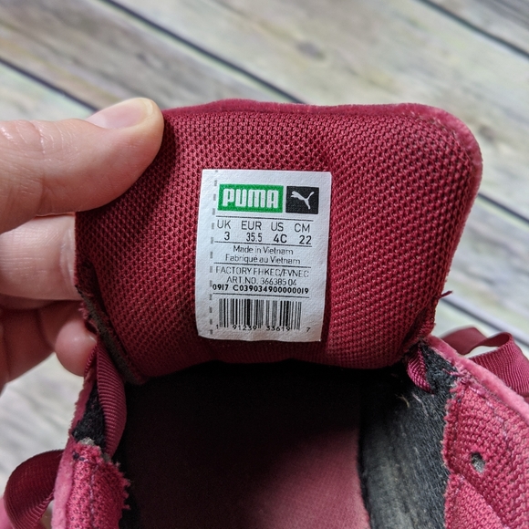 Puma Burgundy Velvet Kids Sneakers - Picture 10 of 12